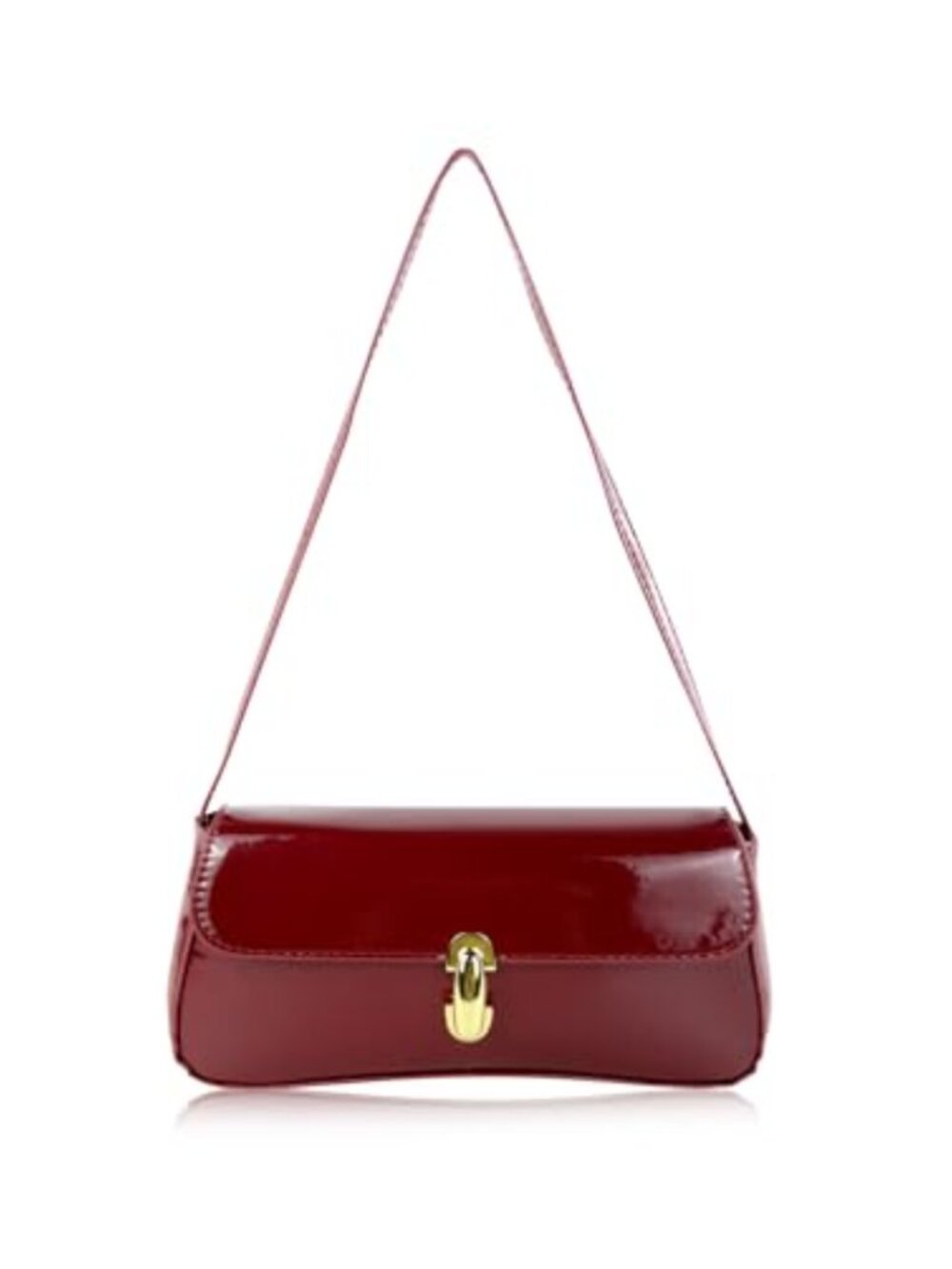 Women's PU Leather Retro Small Clutch Shoulder Hobo Bag with Gold Buckle